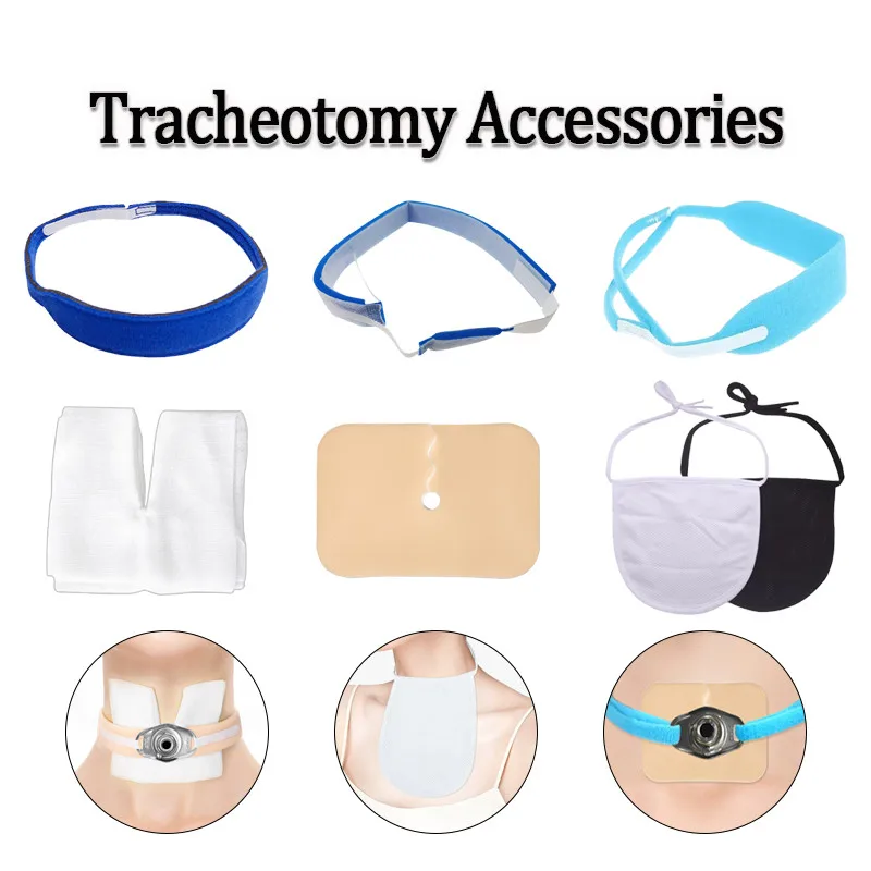 V‑Shape Adjustable Tracheostomy Fixation Strap Breathable Cotton Gauze Trach Tie Dust Proof Cover Tracheostomy Tube Holder