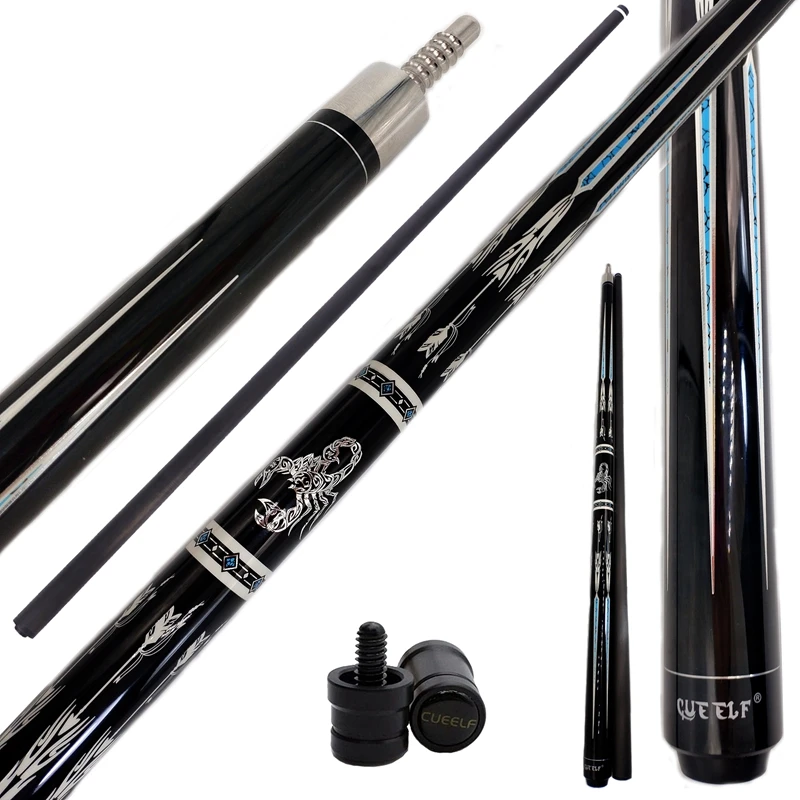

Carbon Fibre Pool Cue Stick Fury Billiard Cues with Stainless Steel Joint Maple Wood and Cueelf Carbon Fibre