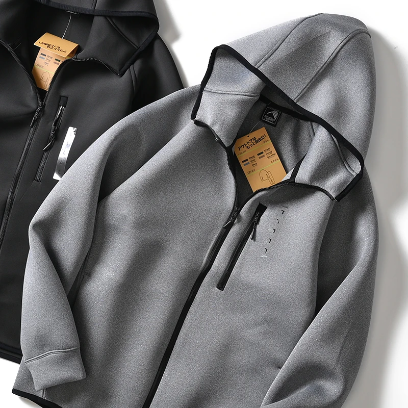 

Men's Casual Hoodie Sweatirt Elastic Anti-Wrinkle Air Layered Loose Fit Autumn Faion Urban Sle Stand Size Jaet