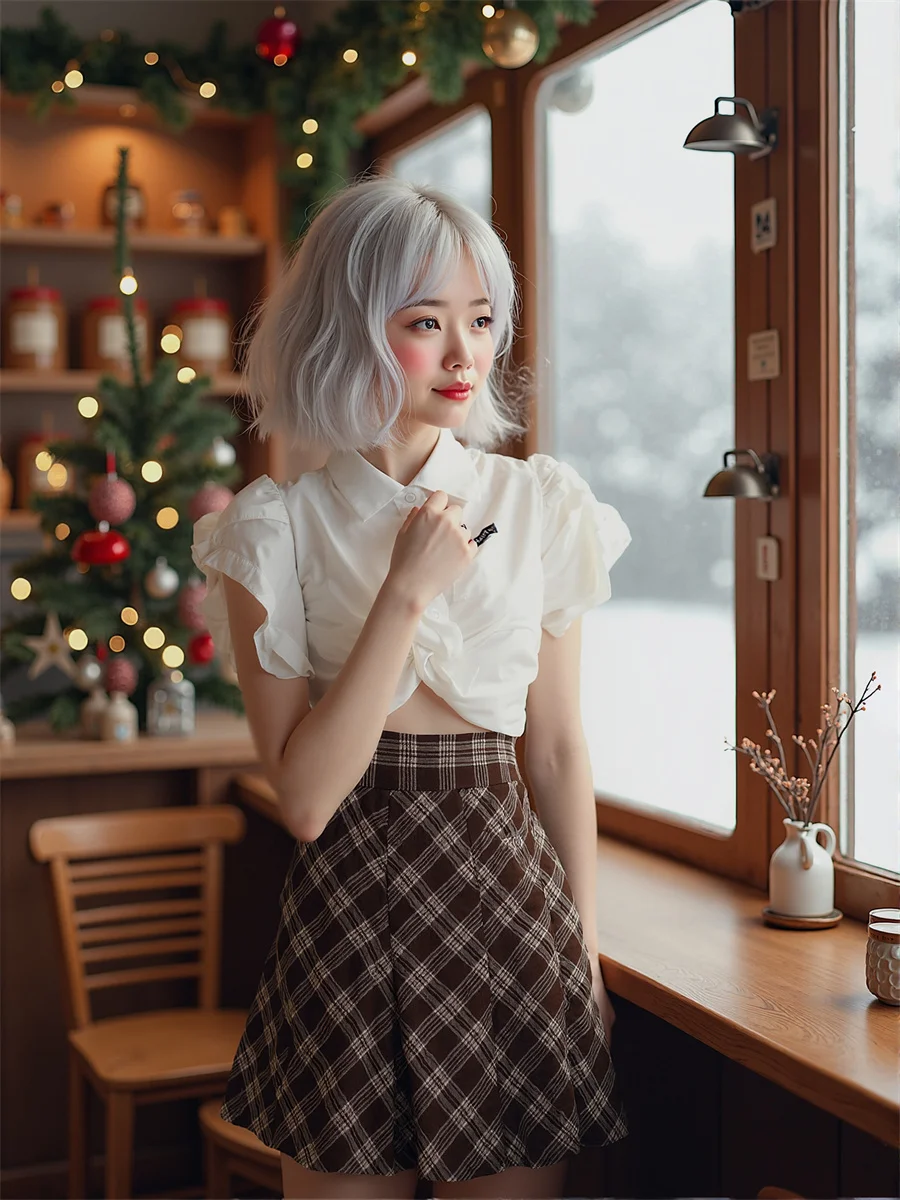 Plaid Empire Preppy Style Skirts For Woman Women Clothes Spring Flare Festival Ethereal Teengirl Light Flowing Ruffled Pleated