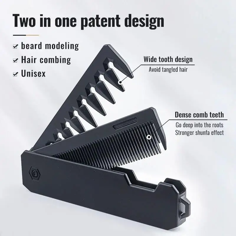 

Men Oil Head Wide Tooth Combs Pocket Portable Foldable Hair Comb Beard Barber Hair Brush Anti Static Head Massager Styling Tools