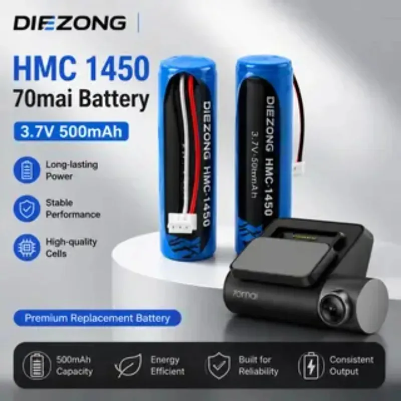 3-wire plug, 14x50mm, 3.7 V, 500 MAH,High-Quality High-Performanc 70mai dash cam A800 hmc1450 backup battery