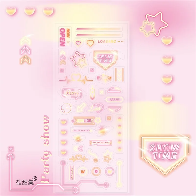 1Pc Y2K Punk Future Tech Style Transparent Cut Film Stickers students Phone Case Headset DIY Decoration Trendy Craft Design