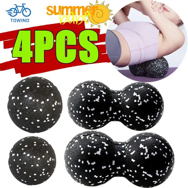 Nowy 4/1PC zestaw piłek do masażu fitness wałek do jogi podwójna piłka do przenoszenia lazyrossu do fizykoterapii mięśniowo-powięziowej masaż tkanek głębokich