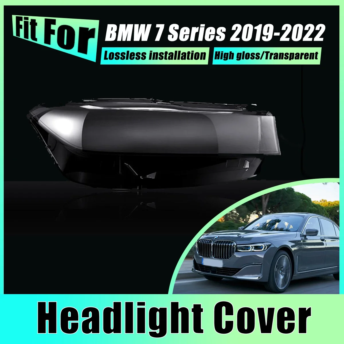 

Pair Headlight Covers For BMW 7 Series 2019-2022 G11 G12 2020 Head Light Caps Front Lens Fog Lampshade Headlamp Car Accessories