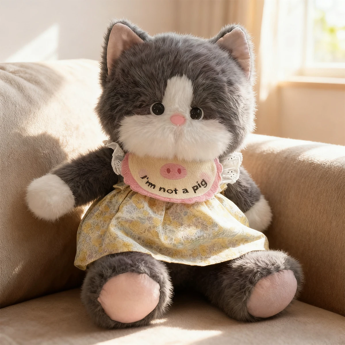 

45CM Simulated Mink Fur Cat Plush Toy Animal Stuffed Dolls Cute Kawaii Pillow Home Decoration Children Adult Newyear Gfit