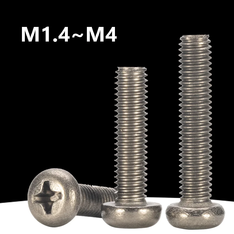 Titanium Alloy Phillips Round Head Machine Screw M1.4 M1.6 M2 M3 M4 for Electronics Precision Instruments DIY Hardware Fasteners