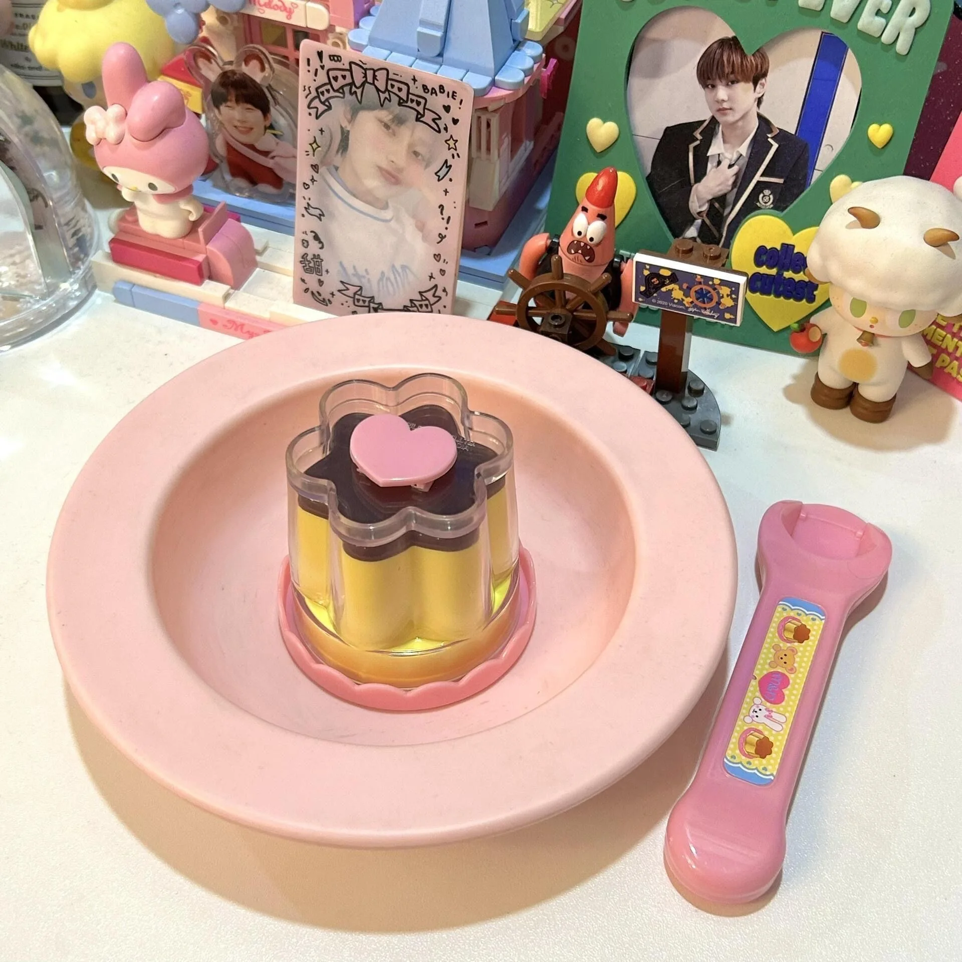 Japanse Leuke Pudding Jelly Poppenhuis Accessoires Simulatie Pudding Lepel Set Kinderen Speelhuis Voeden Speelgoed