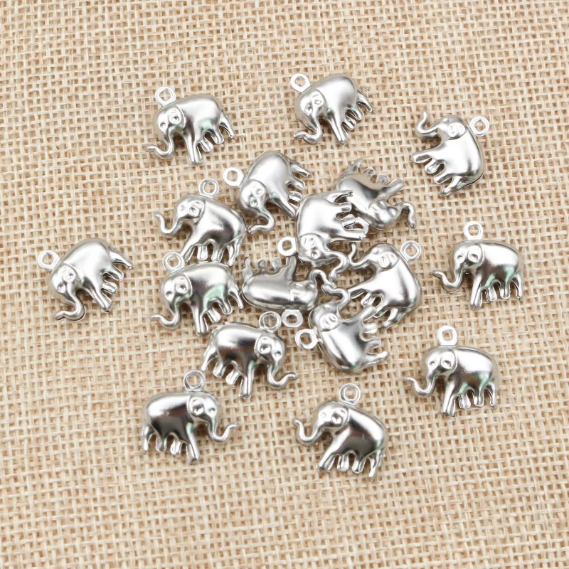 30pc/lot 15x14mm Elephant Charms 316 Stainless Steel Elephant Cute for necklace pendant charms diy jewelry making