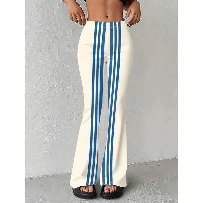 Striped printed flared pants, suitable for daily casual wear of teenagers aged 7 to 16.