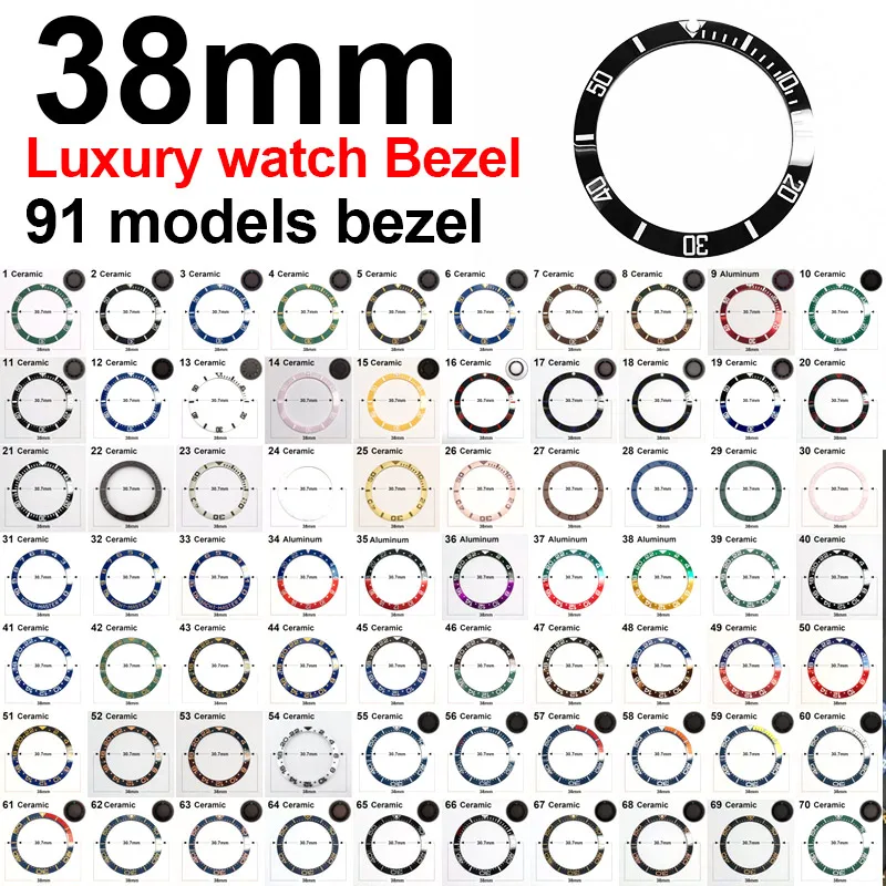 38-30.7 مللي متر السيراميك المنحدر سوبر مضيئة مختلف الألوان ساعة الحافة إدراج صالح 40 مللي متر ساعة حافظة ساعة اكسسوارات أجزاء