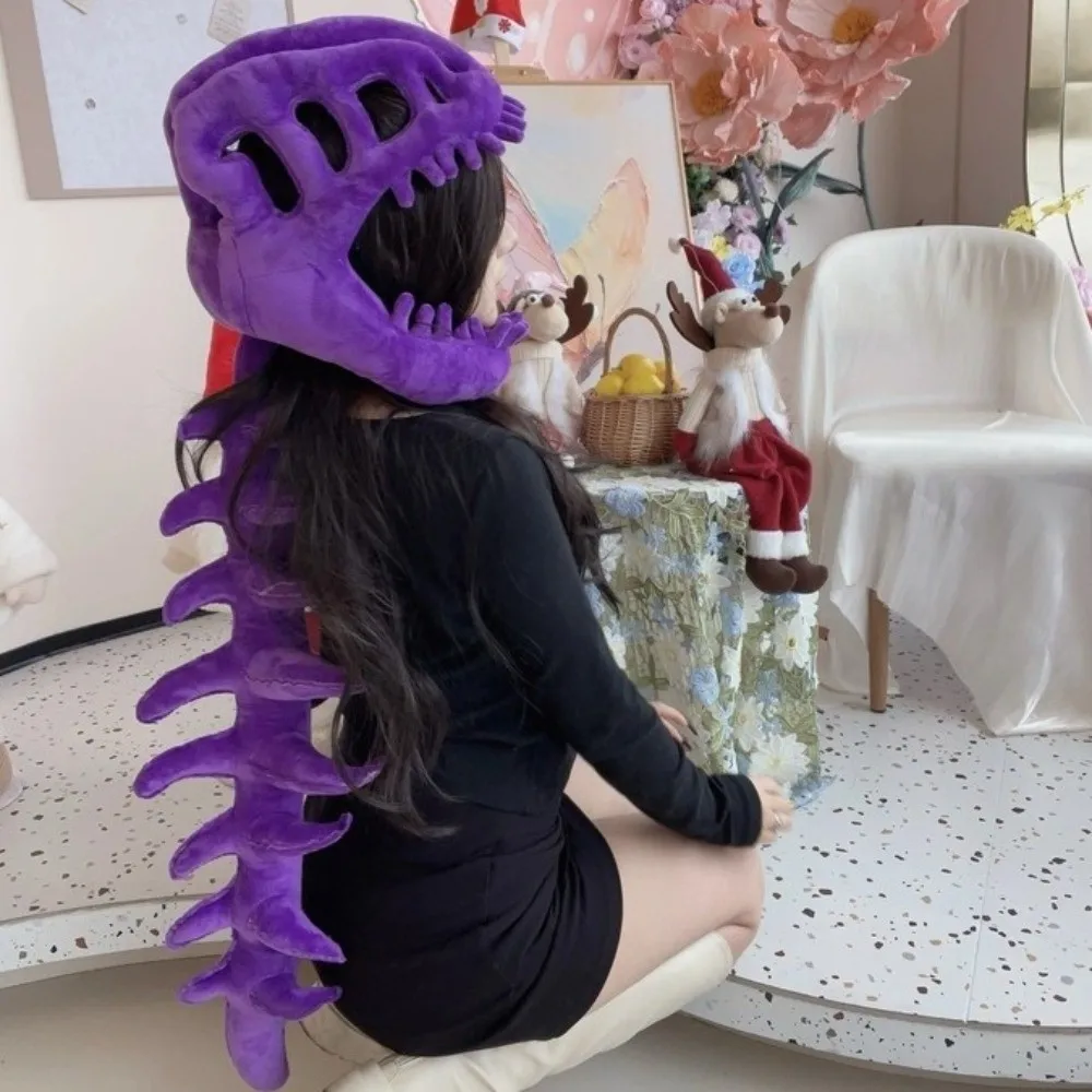 Soft Dinosaur Skeleton Headgear 3D Design Realistic Dino Hat Huge Size Creative Stuffed Animal Bone Set Party Cosplay