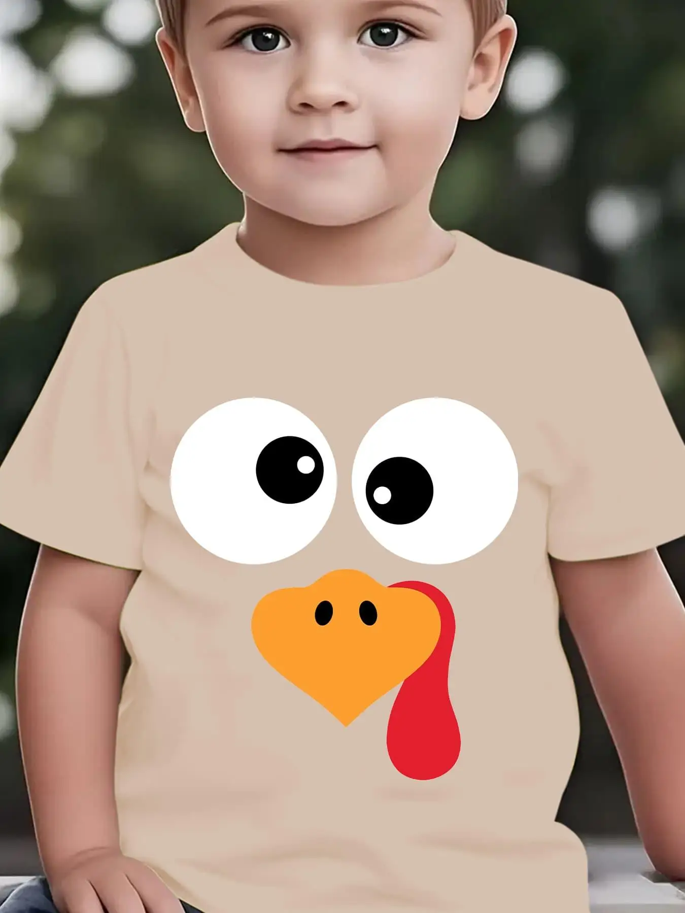 Summer Fashion Children's T-shirt Turkey Funny Face Element Cartoon Pattern Printed Outdoor Casual Parent Child Top