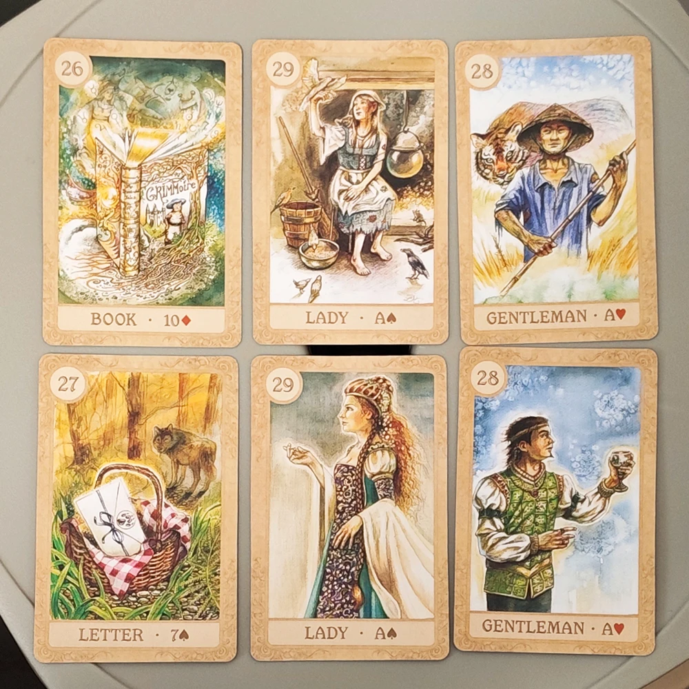 9*6 cm conte de fées Lenormand Deck 38 pièces cartes Lenormand imprimées sur papier cartonné Double relief 350GSM