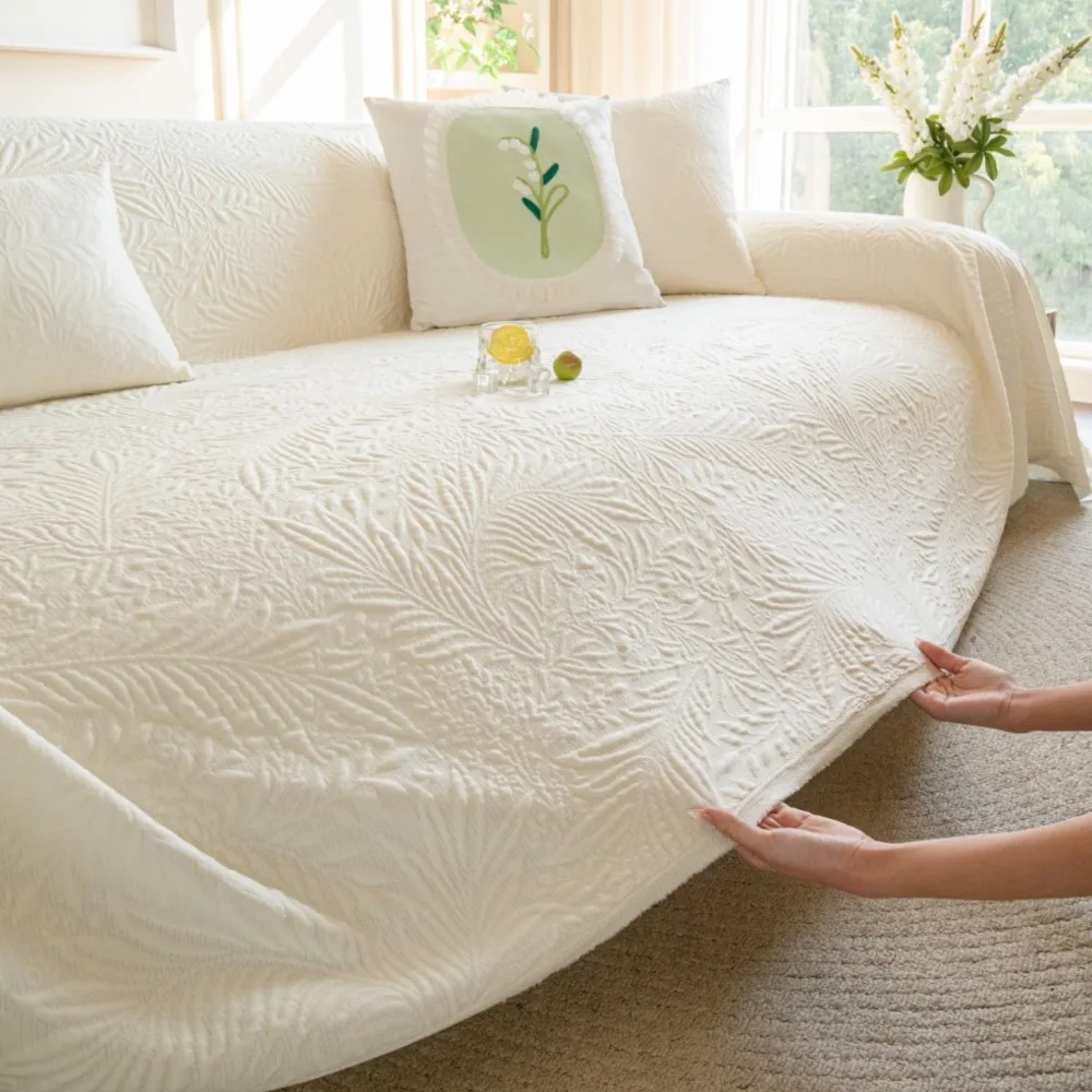 

2026 All Season Cool Knitted Fabric Sofa Cover Towel One-Piece Full Coverage Sofa Slipcover Anti-Cat Scratch Furniture Protector