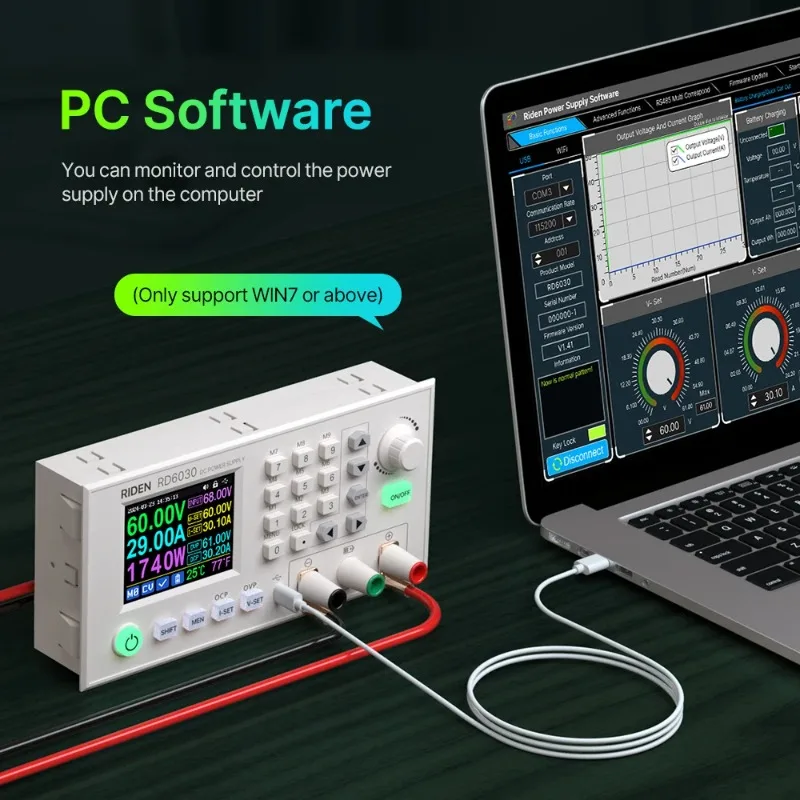 RD6030 60V 30A DC carregamento de bateria e 1500W PSU ajustável step-down regulador de tensão de mesa conversor step-down