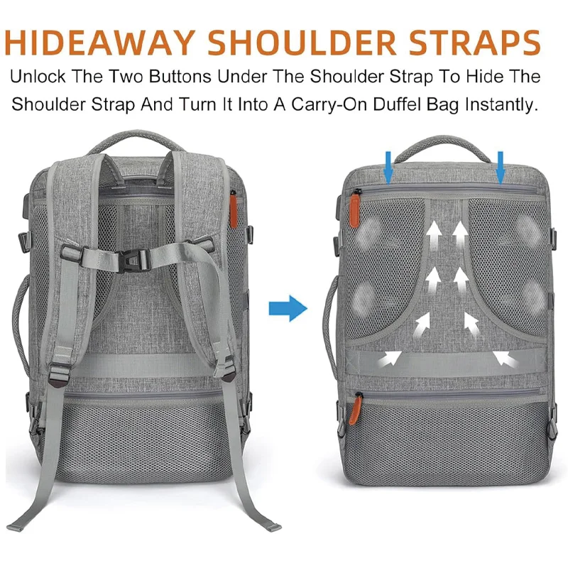Large Expandable Travel Backpack for Women Men, 40L Carry On Laptop Backpack with 3 Packing Cubes & Shoe Bag, Water Resistant Fl