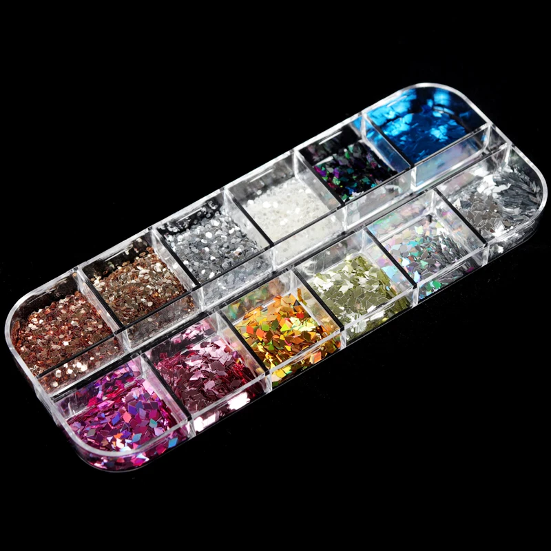 Holographic Glitter Rhombus Sequins For Nail Design Sparkling Diamond Shape Paillette Flakes Nail Art Decorations Accessories