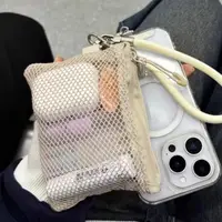 Dual-Layer Mesh Storage Bags Portable Travel Makeup Bag with Zipper Mini Toiletries