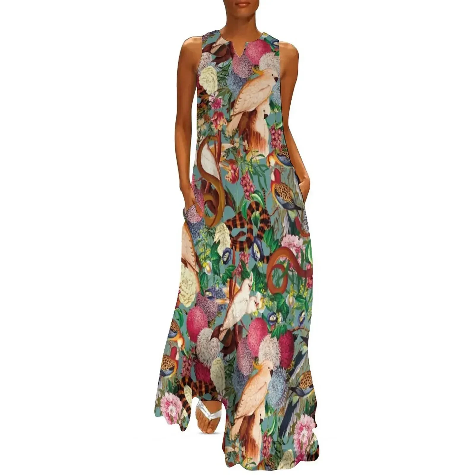 

Floral and Animals pattern Long Dress Women's clothing dresses for prom clothes for women summer dress woman 2025 trendy Dress