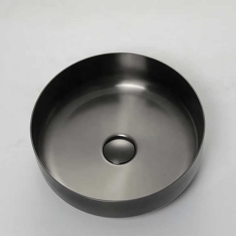 Dark grey stainless steel bathroom countertop (b & k precision) desktop No. 18 countertop wash basin design