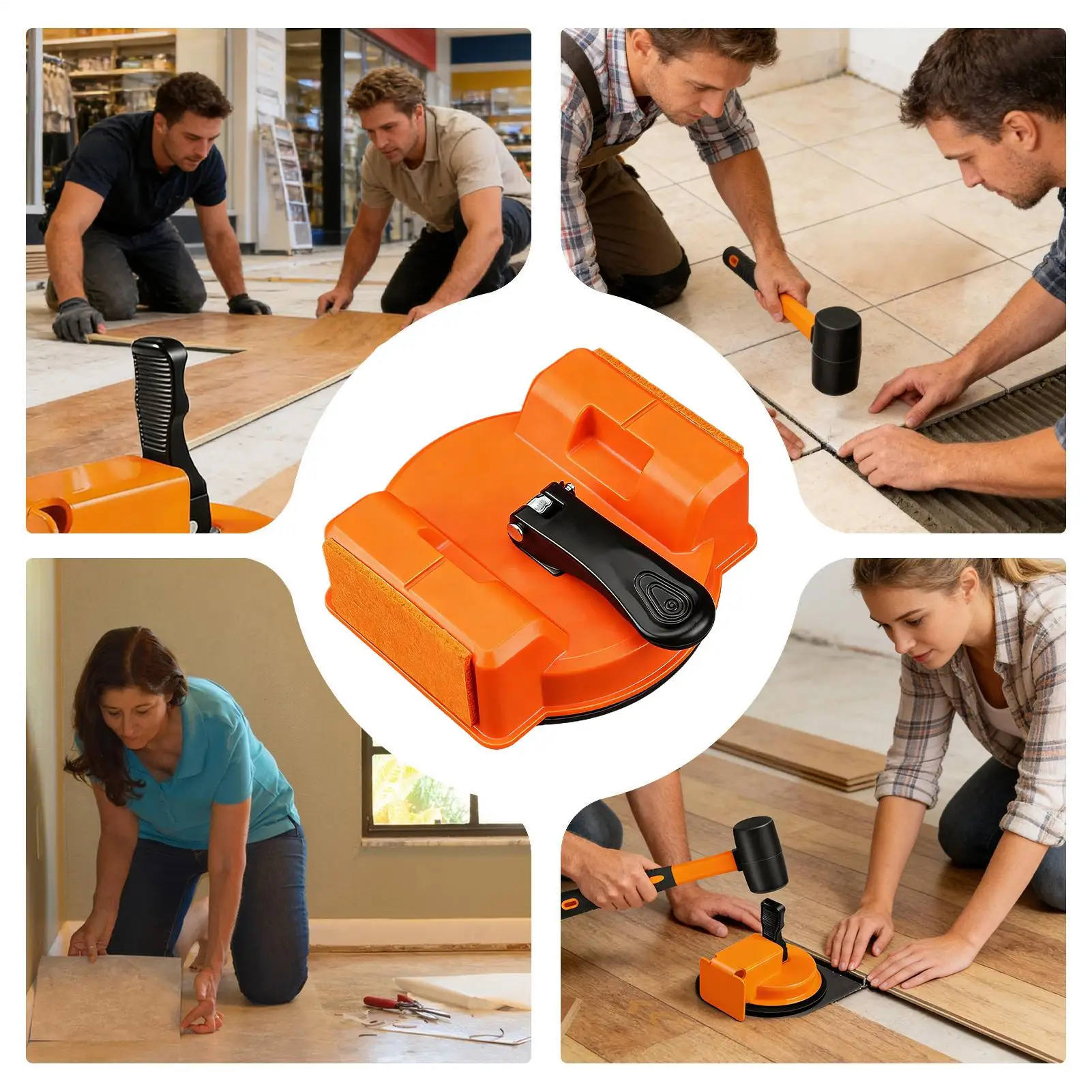 Floor Crevice Fixer Flooring Installation Kit With With Rubber Hammer Double-Sided Laminate Flooring Suction Cup Tool For
