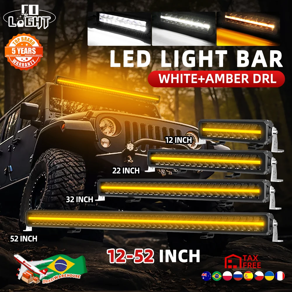 CO LIGHT 52 Inch LED Light Bar Dual Row Flood Driving Combo Beam Super Bright Off Road Anti-Glare Screwless IP69 Work Lights