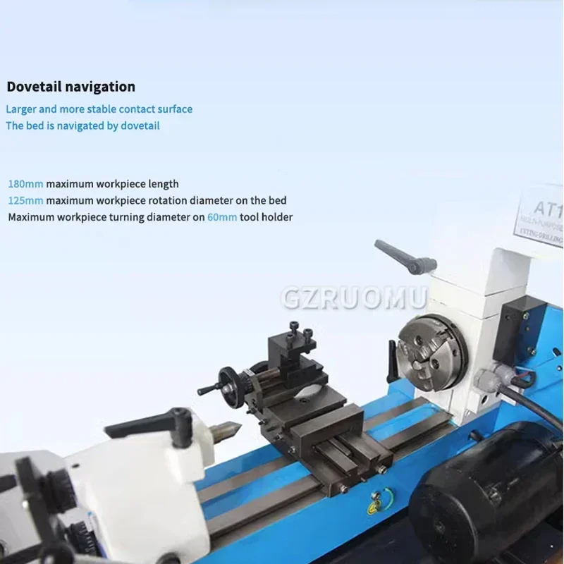 AT125 Household Milling Small Lathe Machine Tool Bench Multifunction Bench Drilling Machine Tool 85 * 60MM Processing Machine