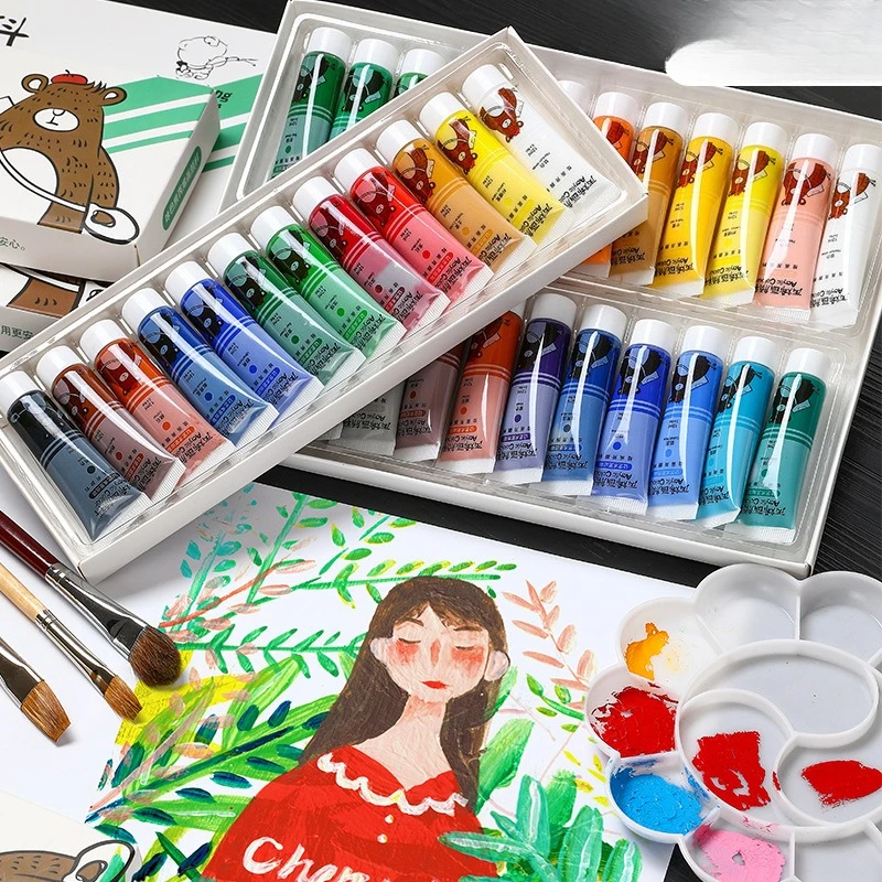 

Acrylic Pigment Set for Children's Drawing Waterproof Painting Graffiti Painting DIY Gypsum Doll Solid Washable Art Supplies
