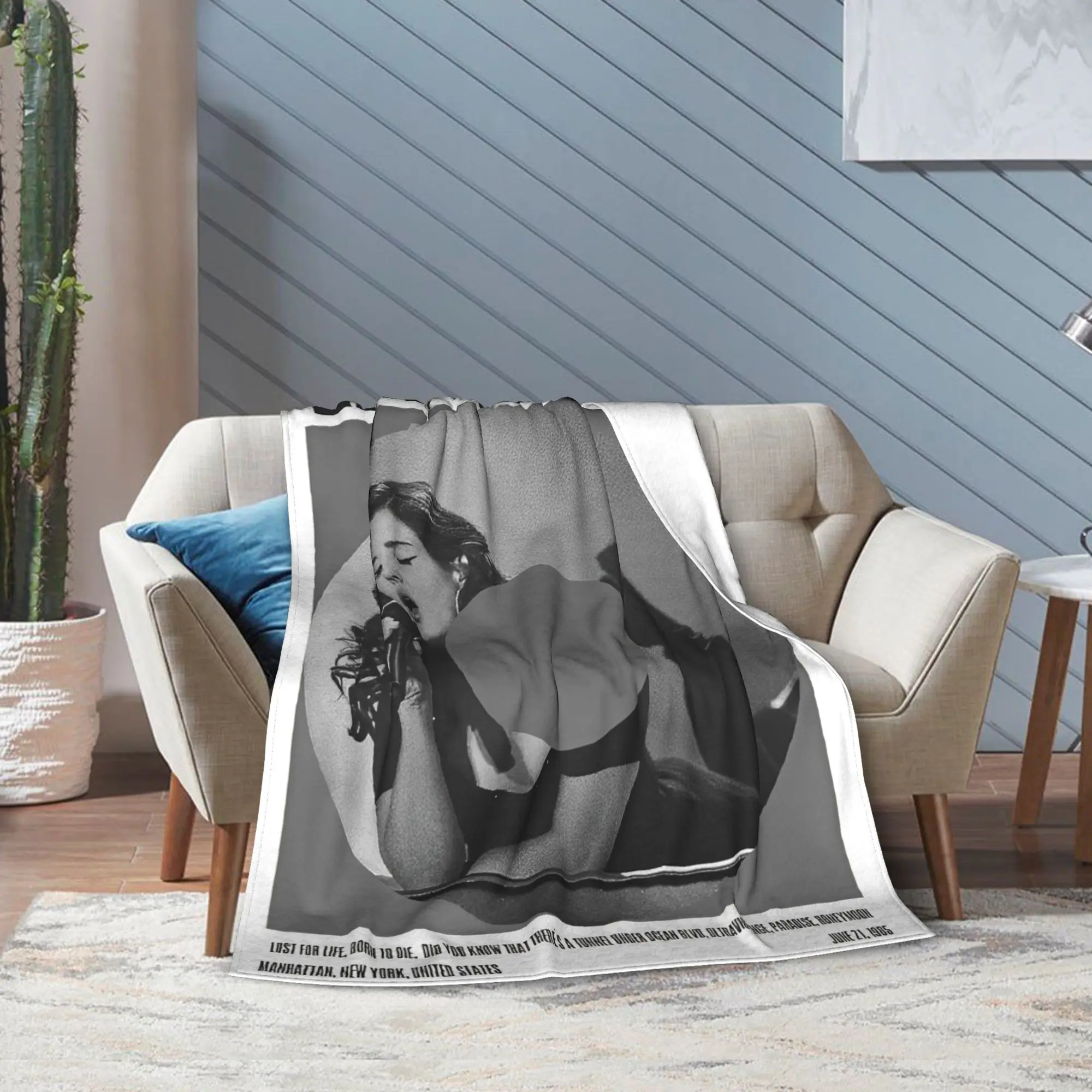 لانا ديل ري المغني بطانية محبوكة ألبوم الموسيقى Ldr الإبحار الفانيلا رمي البطانيات غرفة نوم أريكة لينة الدافئة المفرش المحمولة #4