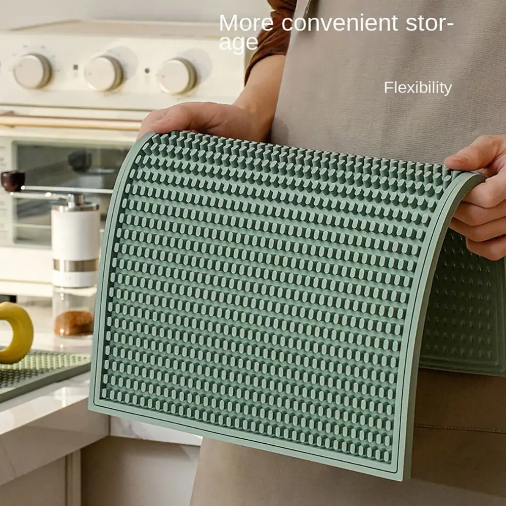 2024 New Fashion Fantasy Style Non-slip Silicon Draining Mat Dining Pad Tableware Drying Mats Dish With Foldable Washable