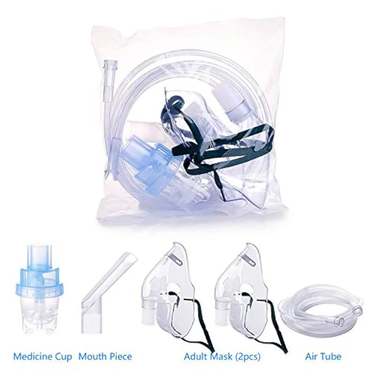 Adult Disposable Oxygen Mask Home Nebulizer Face Mask Tubing Concentrator Inhalation Accessories Adjustable Soft Transparent
