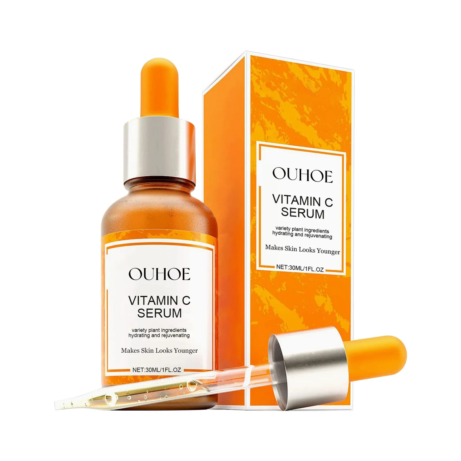 Essência Facial de Vitamina C, Essência Anti-Envelhecimento para Firmar a Pele Facial e Reduzir Linhas Finas Nasolabiais