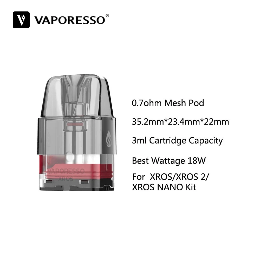 Imagem -04 - Cartucho Vazio Original Vaporesso Xros Pod 3ml 0.6ohm 0.7ohm 0.8ohm 2ml 1.2ohm 1.0ohm para Xros Nano Xros Mini Peças por Lote