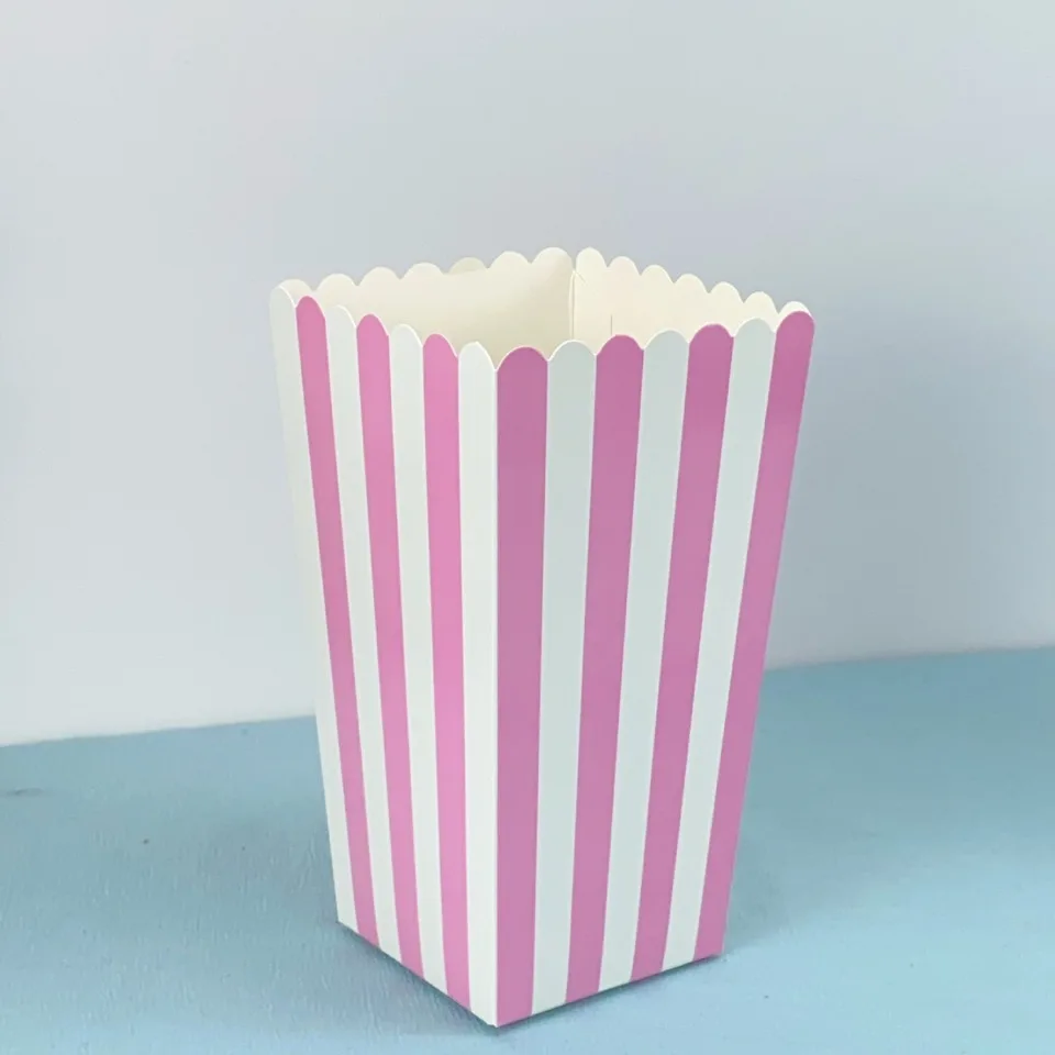 12/36/60/120 stücke Rosa Weiß Streifen Popcorn Boxen Pop Corn Süßigkeiten Bevorzugung Taschen Hochzeit Geburtstag film Party Geschirr Snack Boxen – Detail 10