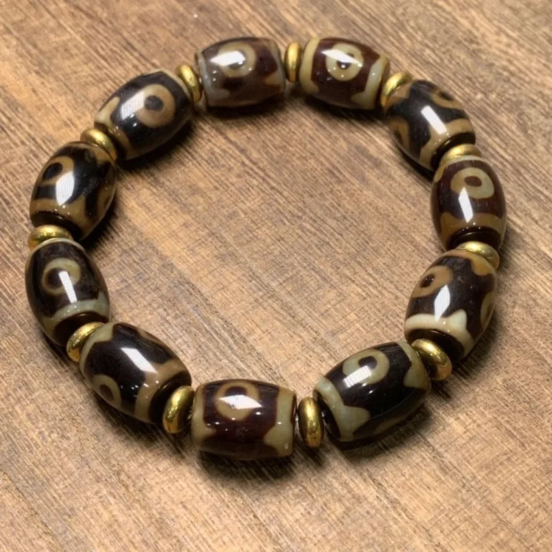 

Браслет с бусинами Дзи «Три глаза» из бутика, нишевый простой подарок-украшение для пар, мужской и женский.