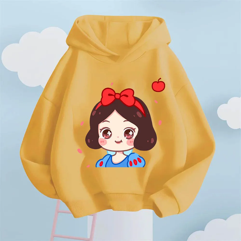 Sudadera con capucha para niñas, ropa de casa para las cuatro estaciones, bonita versión Q de Blancanieves, sudadera holgada de manga larga, se puede usar en el exterior