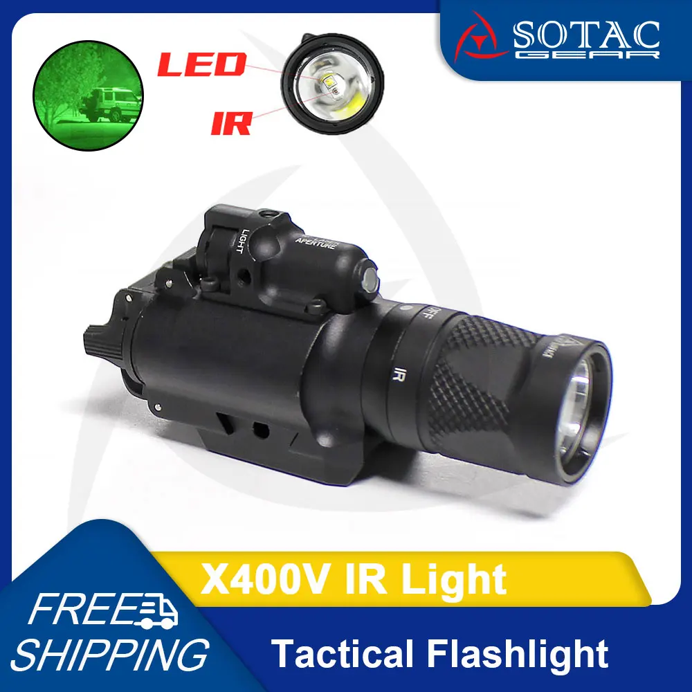 Weapon X400V IR Red laser LED White Light and IR Infrared Output for Night Vision X400 V IR Flashlight Metal SOTAC GEAR