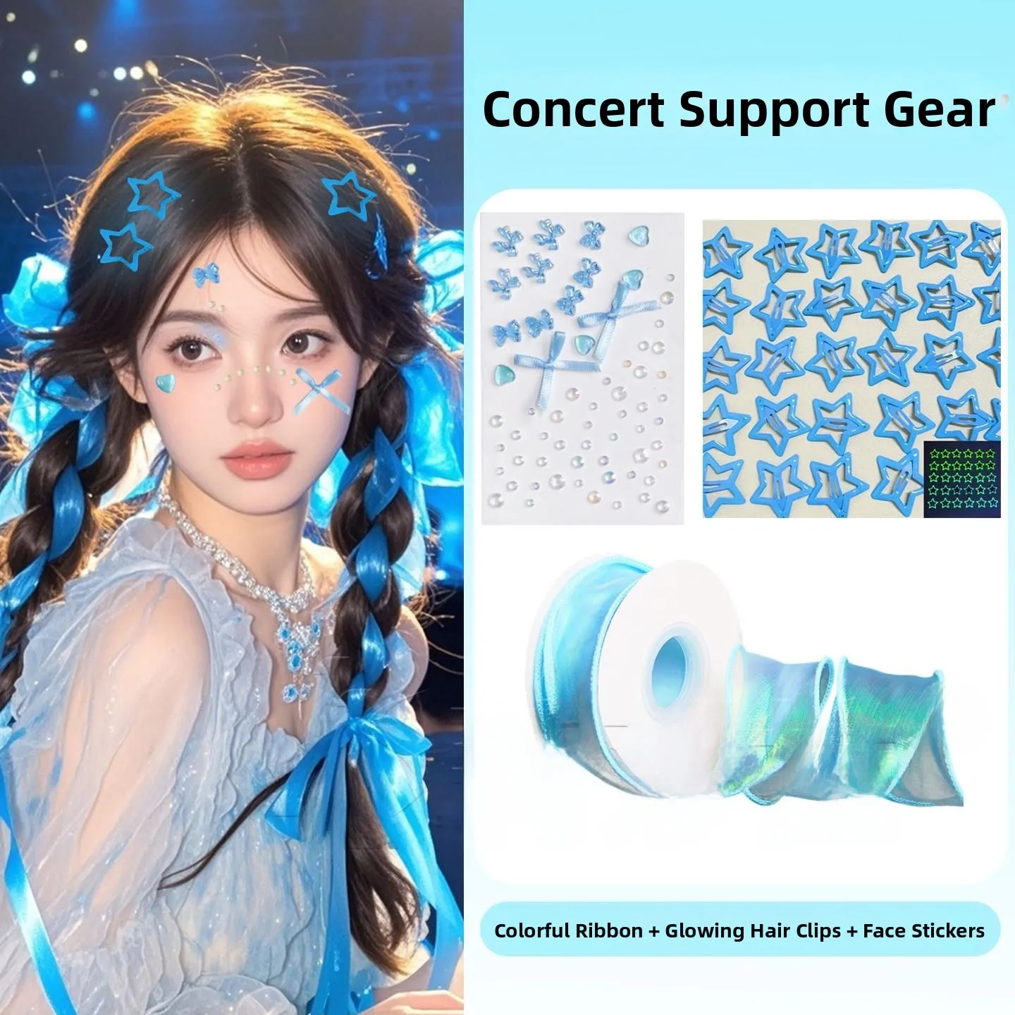 

Concert Support Hair Accessories Ribbon Braiding Hidden Items Children's Home Daily Use Sets ABEYINUOR Love Beigeino