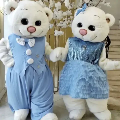 

Cute Blue Dress Teddy Bear Mascot Costume Cosplay Doll Anime Cartoon Disguise Clothes for Adult Halloween Christmas Stage