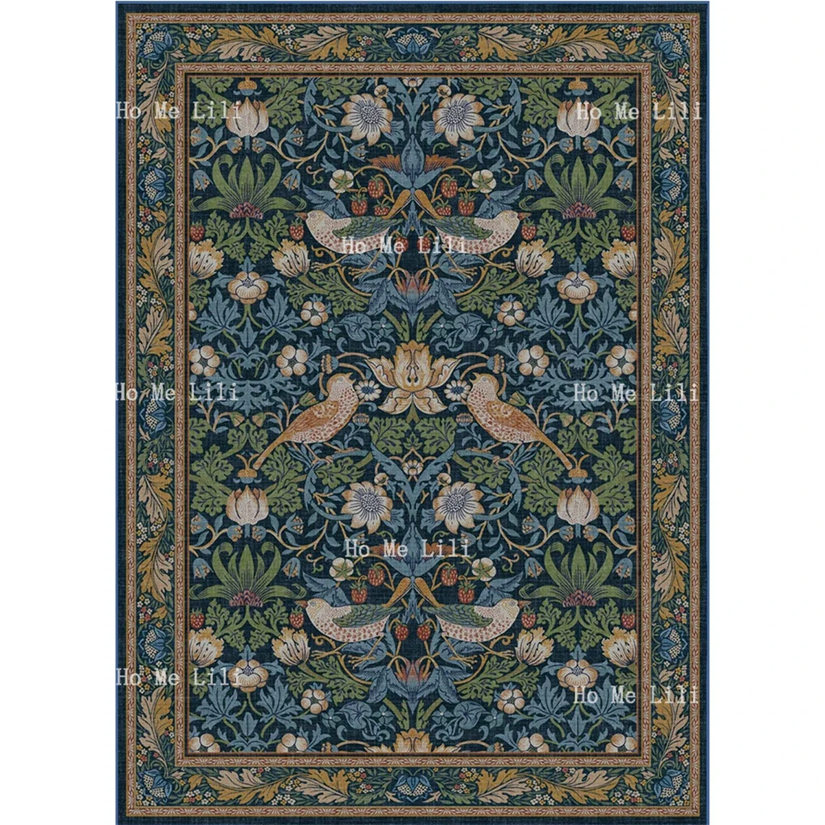 William Morris Strawberry Thief Non Slip Flannel Floor Rugs