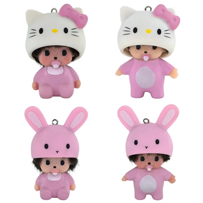 

**new style Monchhichi Keychain Hello Kitty Monchhichi Keyring Cute Monchi Kitty Keychains for Bags Children's Day Gift 몬치치 키링..