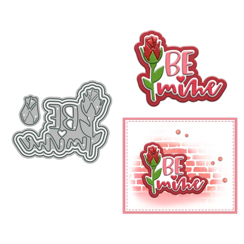 Be Mine Roses Cutting Dies Valentine's Day Love DIY Scrapbooking Supplies Metal Dies Knife Mold For Card Albums Decor