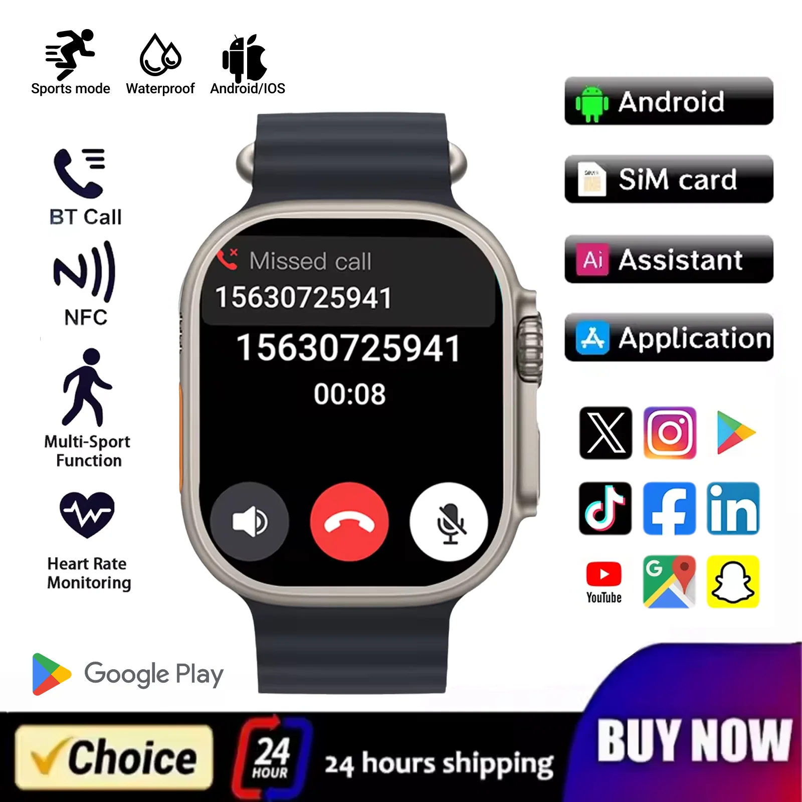 

2025 Новый 4G All Network XH022 Смарт-часы Android Работает S10 Система GPS Карта Google Play Шагомер Трекер сна SIM-карта