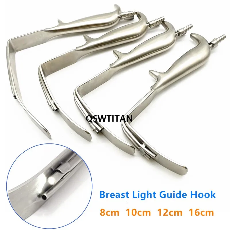 Breast Retractor with Light Guide Nasal L-Shaped Hook LED Light Source Wrinkle Removal Hook Plastic Surgery Instruments 1PCS