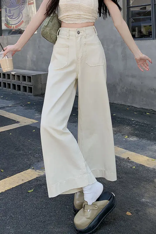 

Lightweight Ripped Jeans Women's Summer High-waisted Slimming Petite Nine-point Straight-leg Pants Breathable Comfortable Wh10