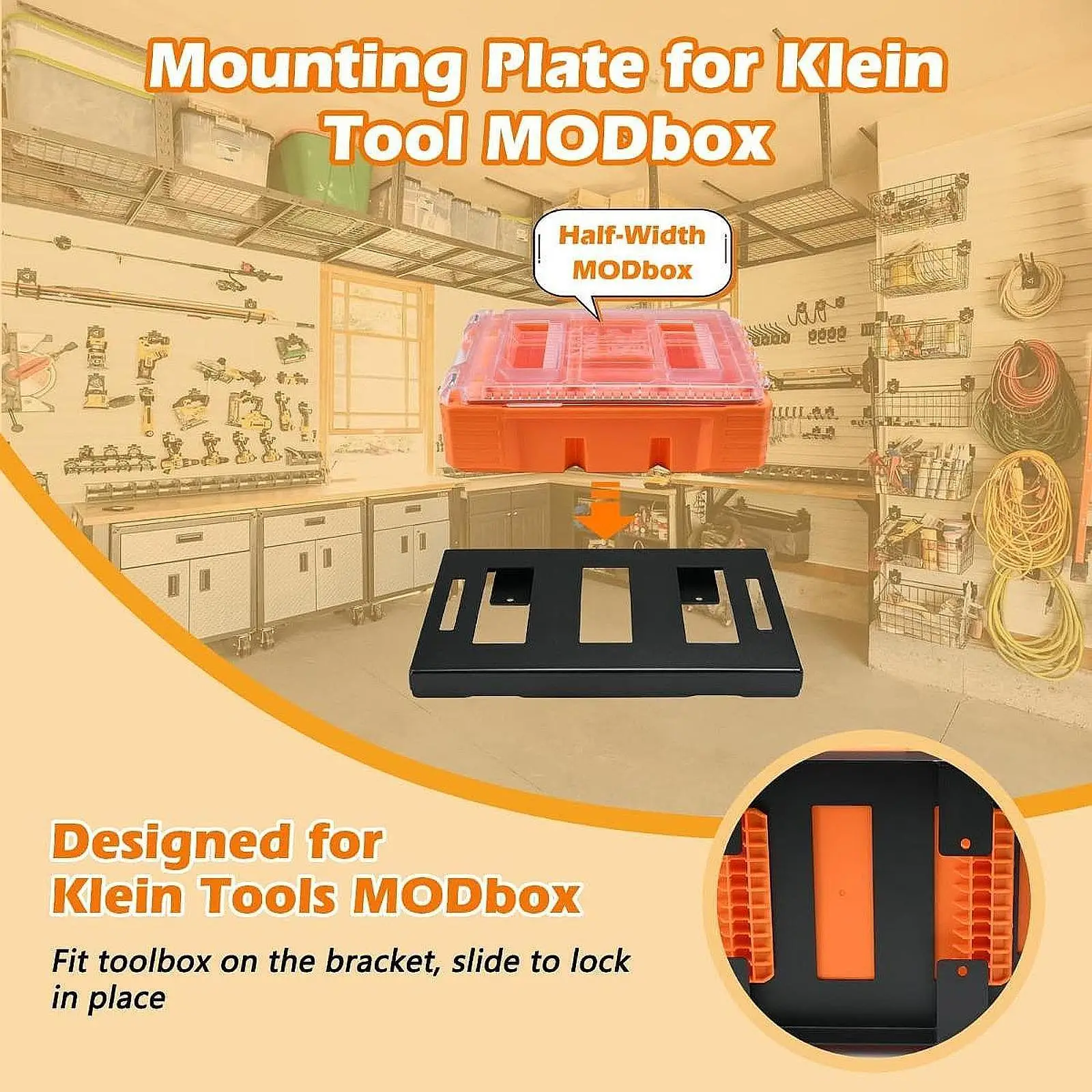 Iron Mounting Plate Half Width Toolbox Bracket Easy Installation Tool Case Holder for Workshop Garage