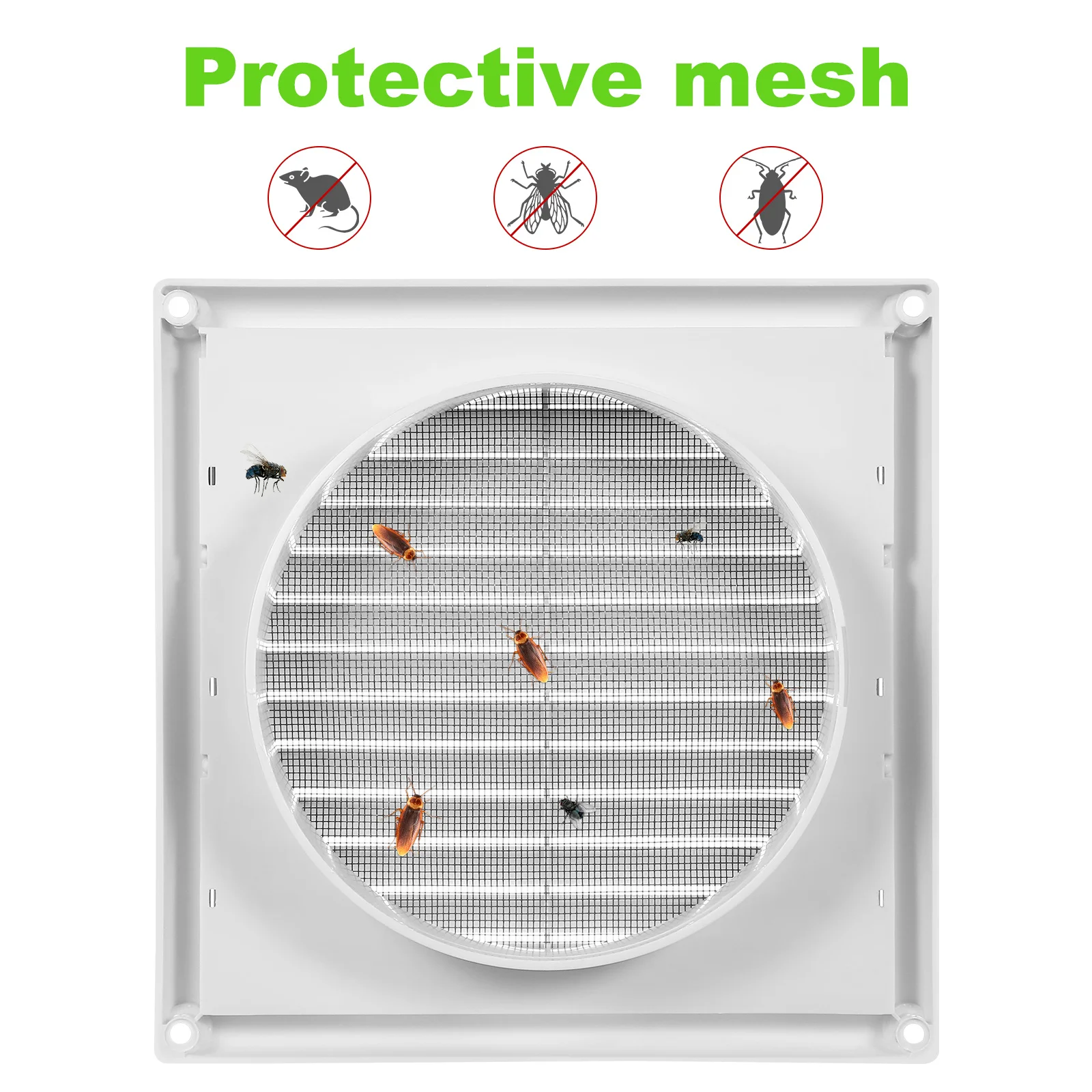 1 قطعة شبكة مكافحة البعوض تنفيس الهواء البلاستيك غطاء شواية تهوية الهواء مع شاشة مدمجة للحمام المثبت على سقف الحائط