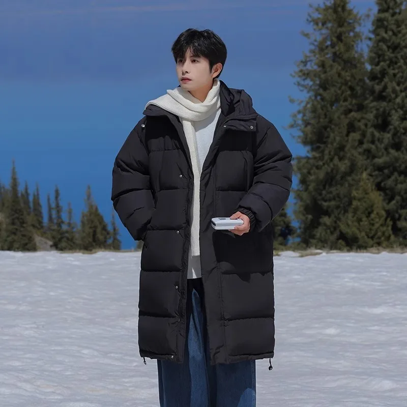 Outcoat Mid-length Down Cotton-padded Jacket for Men New Winter Hooded Cotton-padded Jacket Thickened Warm Outdoor Workwear