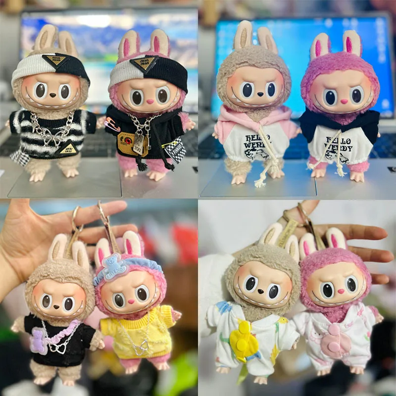 

Cute17cm Doll'S Clothes Hoodie Accessories Mini Plush Korea Kpop Exo Sweatshirt Jumpsuit Clothing for Labubu Idol Dolls DIY Gift